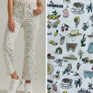 Wrangler Women's High Rise ,Kick Flare Multicolor Patterned Cropped Pants